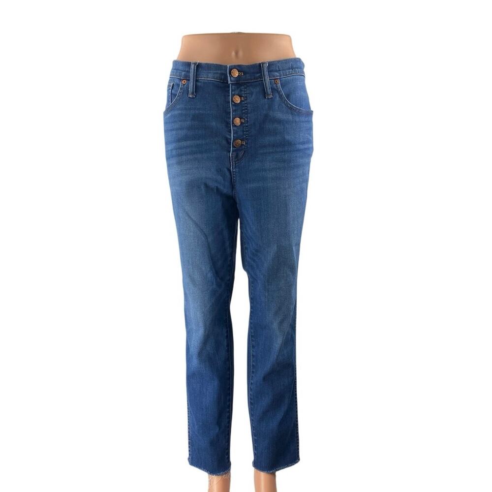 Madewell Women's Blue 10" High Rise Button Fly Skinny Crop Denim Jeans Pants 32